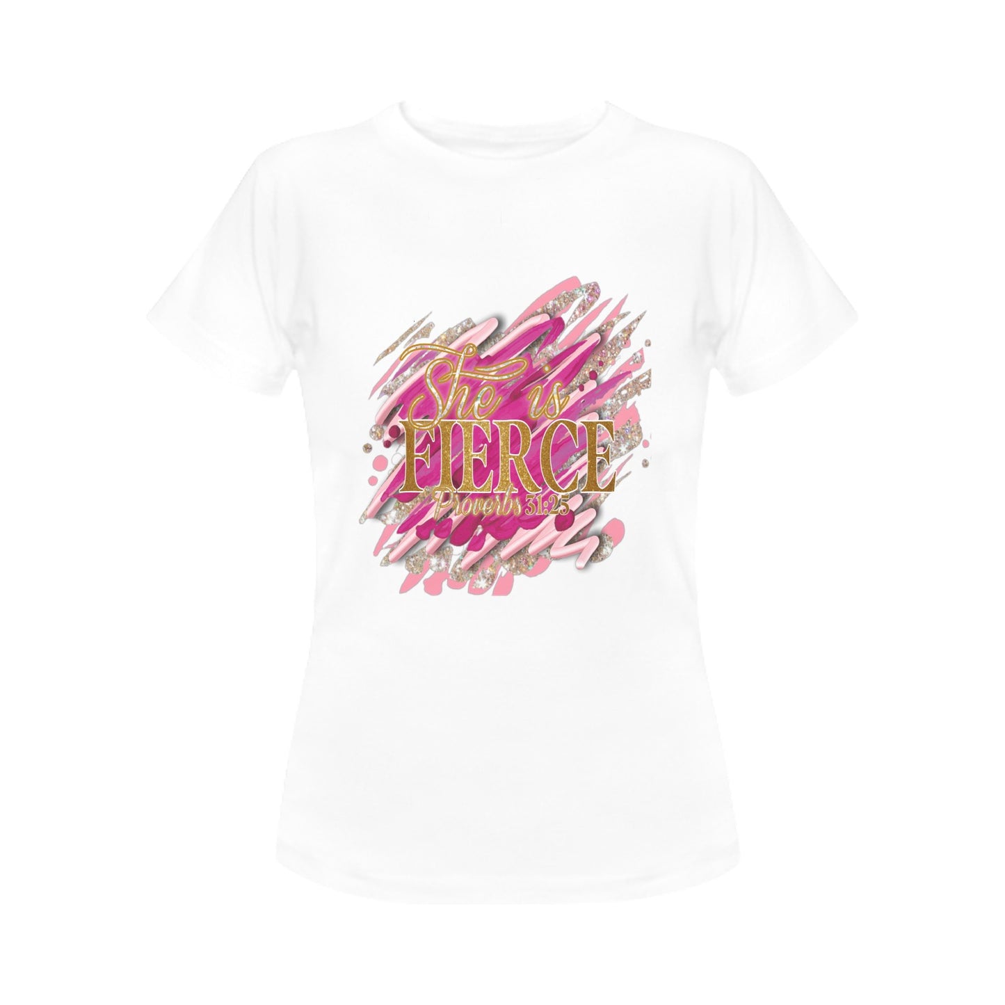 White She is Fierce Women's T-Shirt (Front Printing Only)