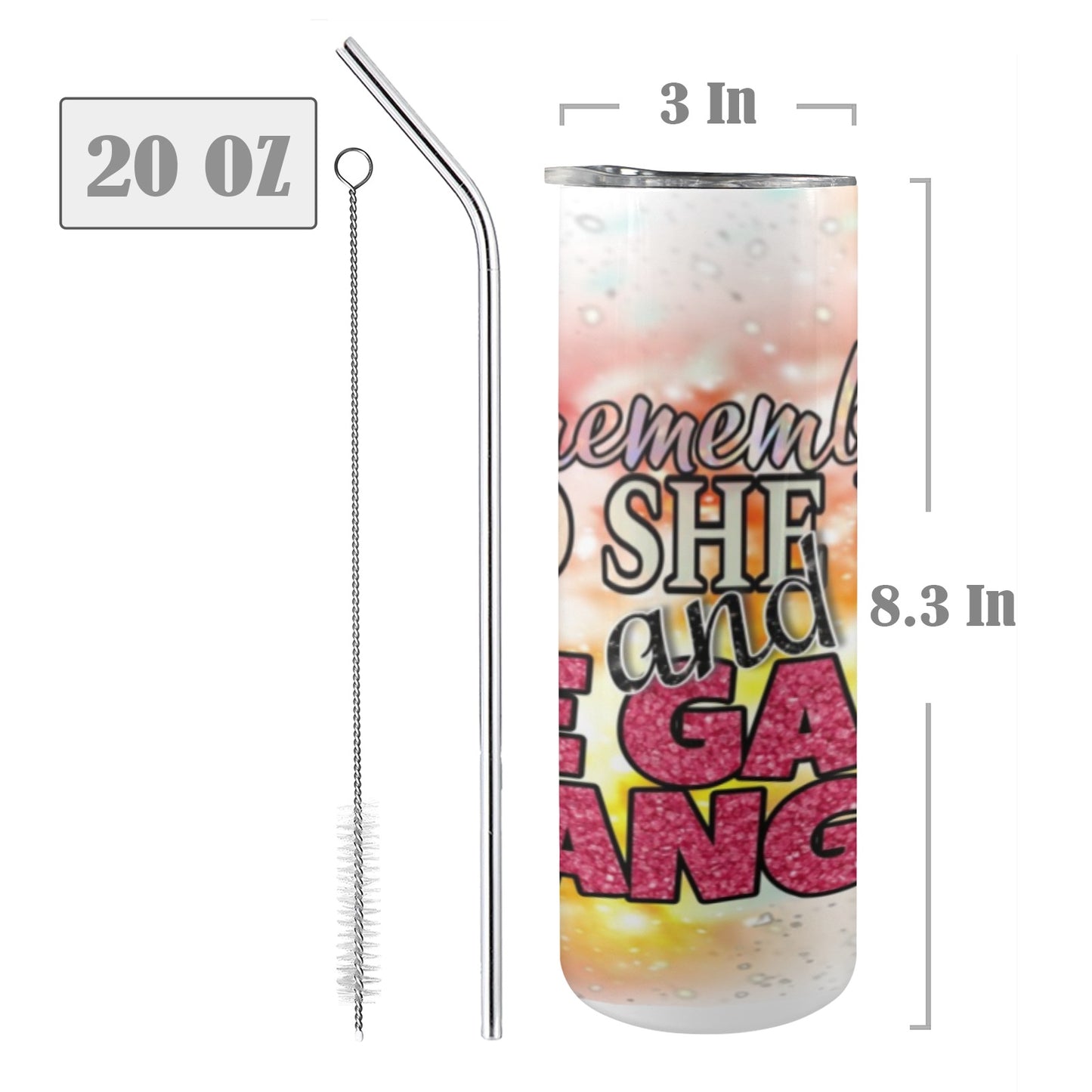 She Remembered Who She Was 20oz Tall Skinny Tumbler with Lid and Straw